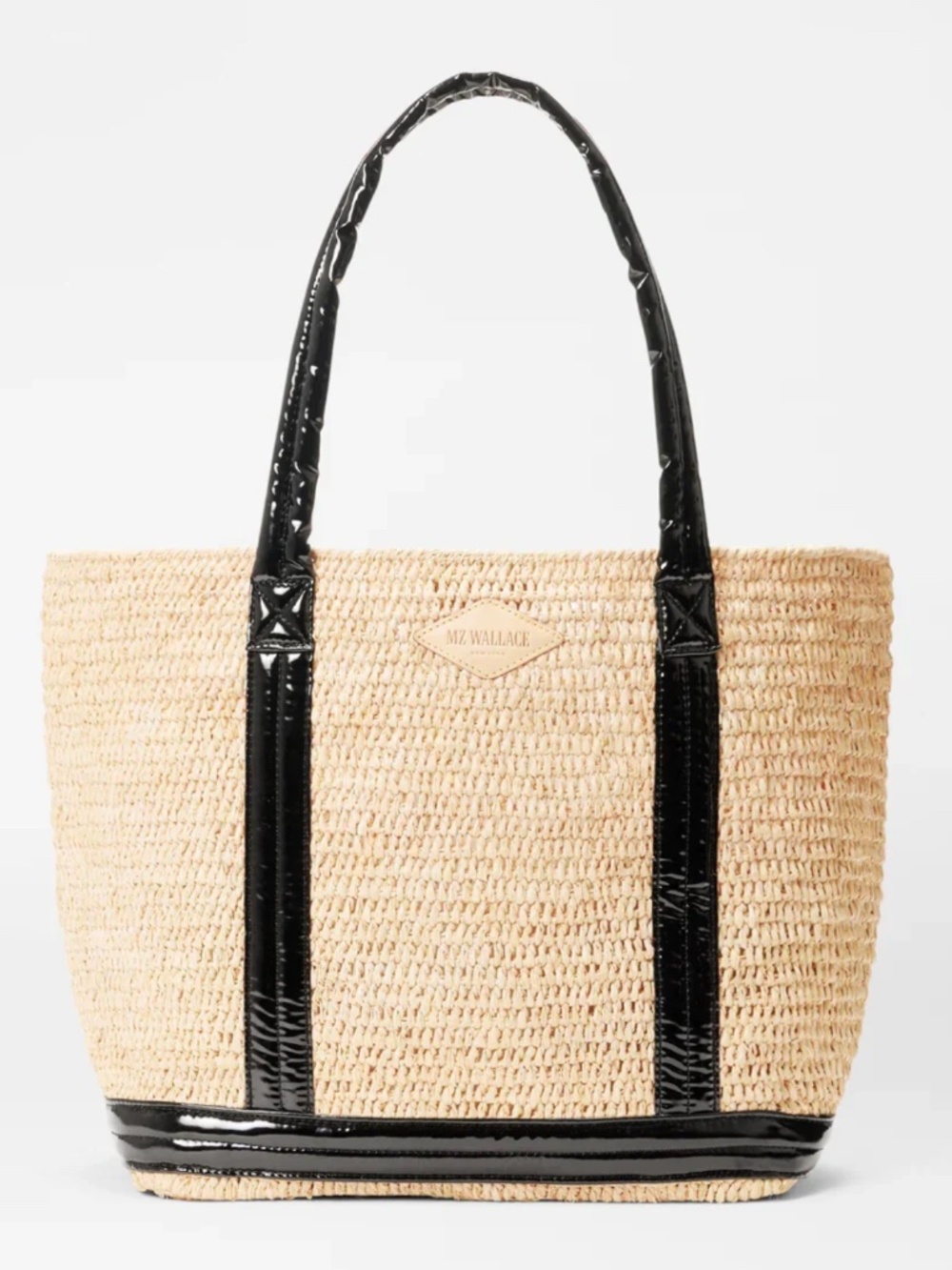 MZ WALLACE NWT BLACK LACQUER MEDIUM RAFFIA TOTE